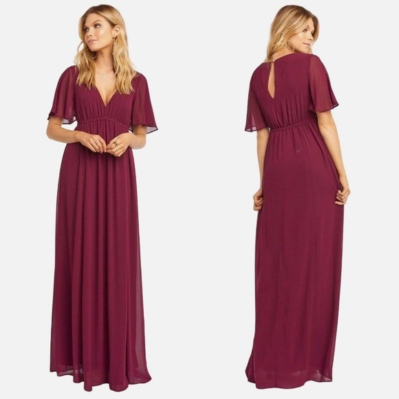 Show Me Your Mumu Emily Empire Waist Maxi Dress Merlot NEW - Picture 1 of 9
